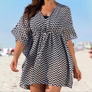 Swimsuits For All Black & white chevron coverup